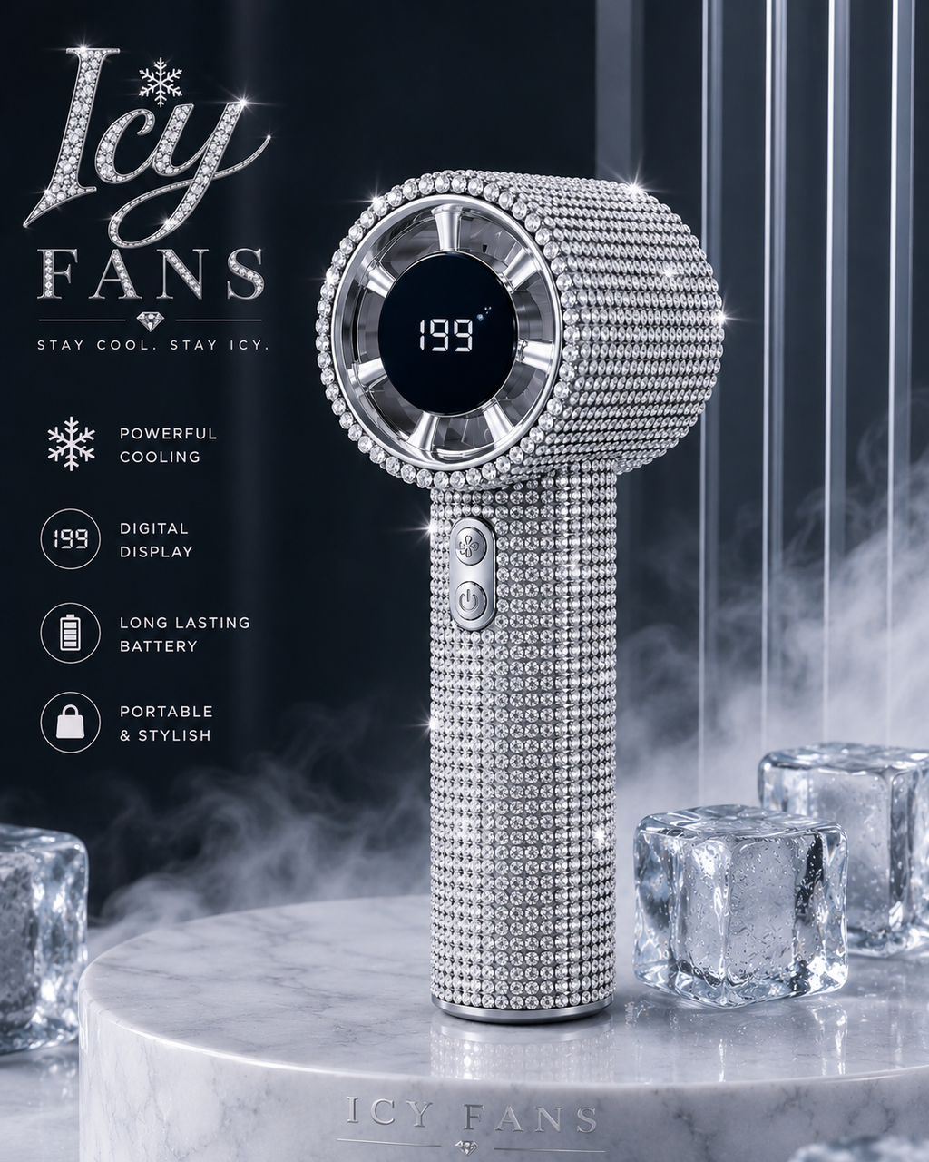 IcyFans - AC Handheld Bling Fan - Multicoloured